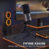 Microfon FIFINE USB - Condensator cu Buton de Câștig, Metalic, pentru Home Studio și Podcasting - imagine 2